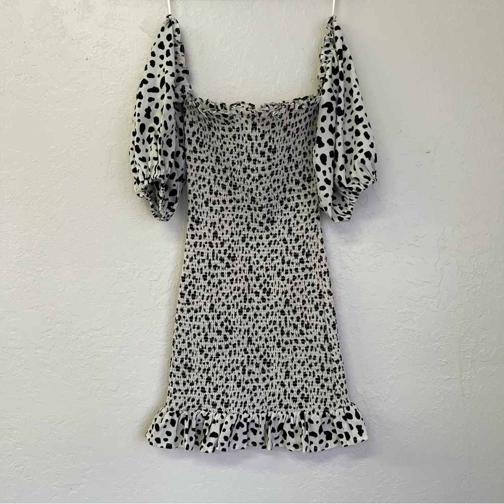 Jealous Tomato Bodycon Elasticized Off Shoulder Animal Print Mini Dress Sz M EUC